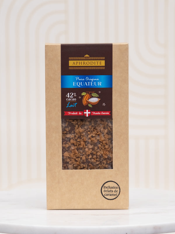 Tablette chocolat au Lait pure origine Équateur 42% avec inclusions
